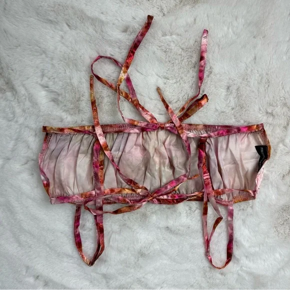 Pretty Little Things Shape Pink Tie Dye Satin Top - Picture 7 of 11